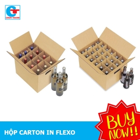 Sản Xuất Và In Ấn Flexo Thùng Carton Đựng Rượu Có Vách Ngăn